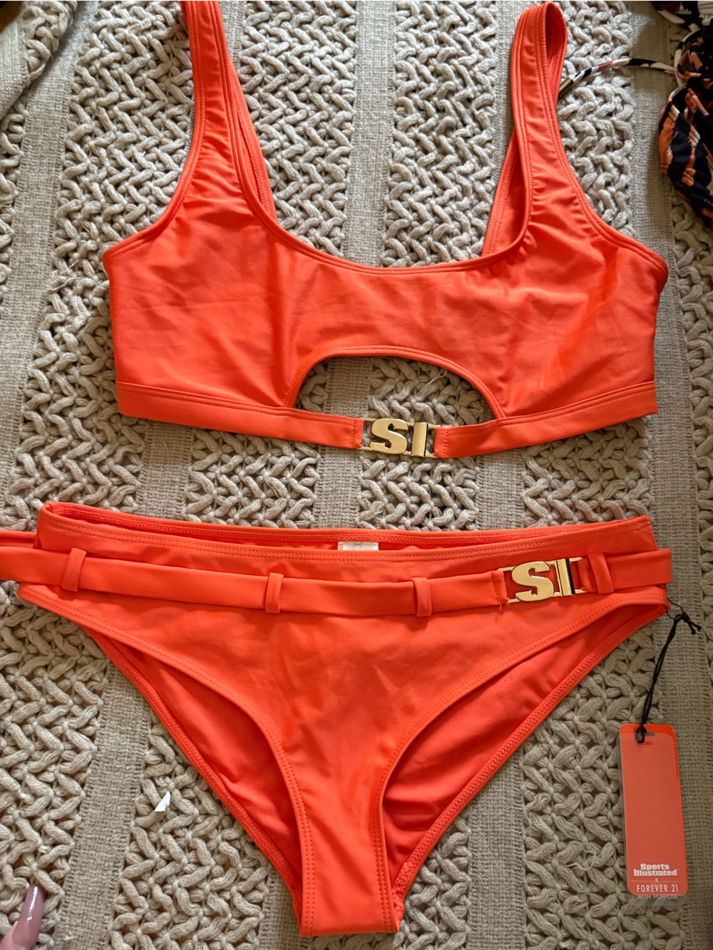 Sports illustrated Orange Bikini Set with Gold VS Accents